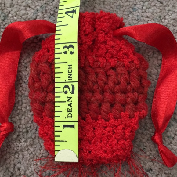 HAND CRAFTED 3 Mini Bags Boho Drawstring Crochet Tan Black Red - Picture 11 of 12